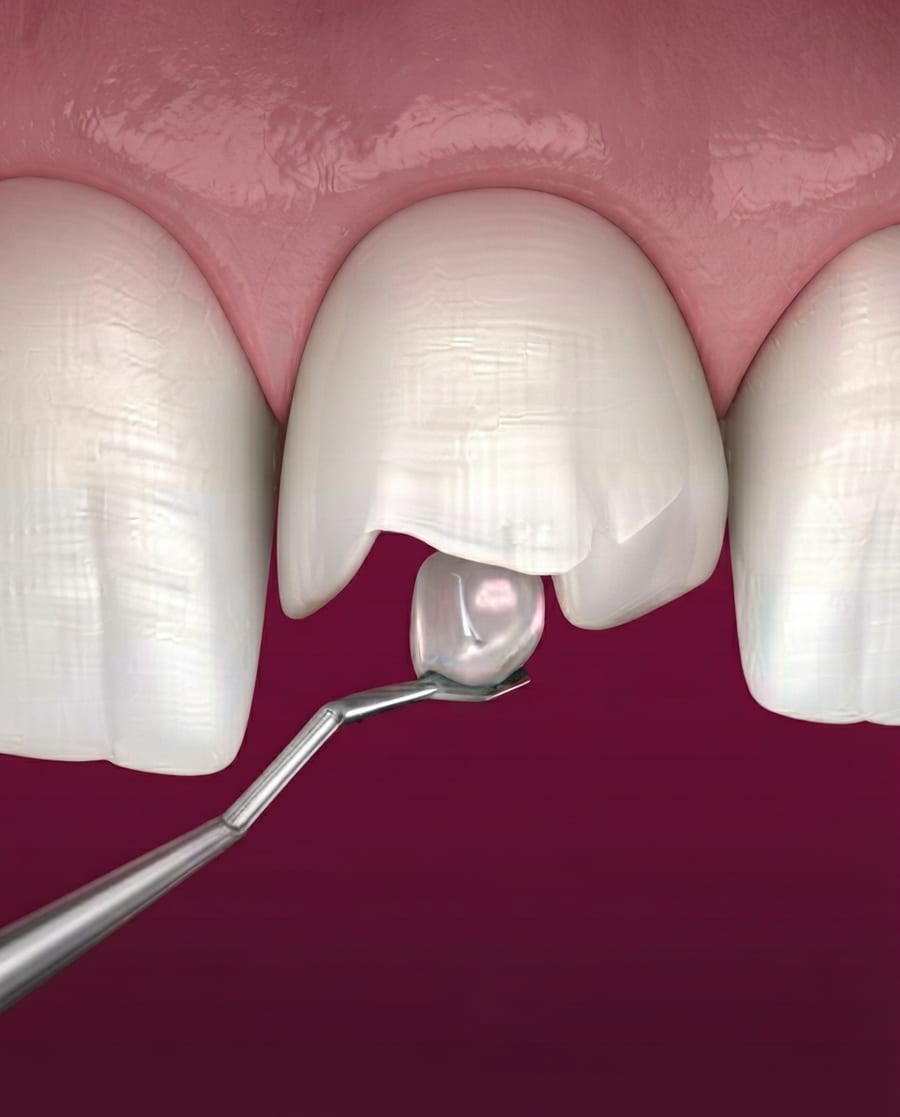 Close-up of a repaired tooth at Ooi Dan Rakan