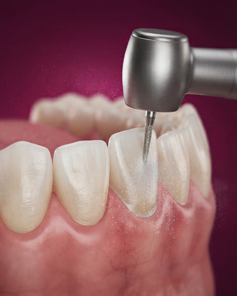 Dentist reshaping a tooth edge at Ooi Dan Rakan
